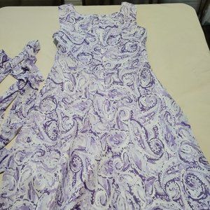 Black Label Evan Picone Purple Paisley Sleeveless Dress
